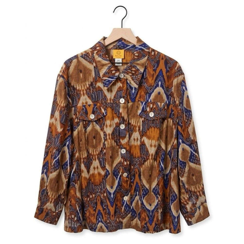 Ruby Rd Woman 24W Ikat Print Button Front Shirt Jacket